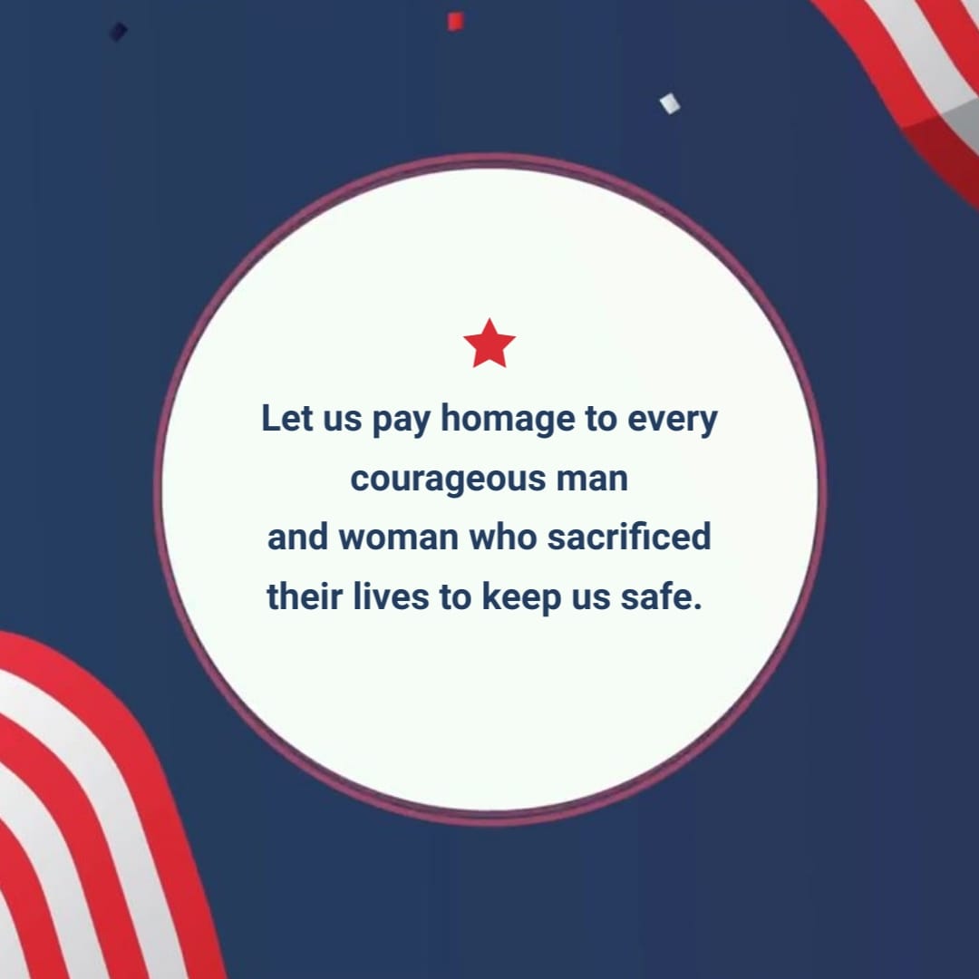 Blue Memorial Day Greeting Card Square Template