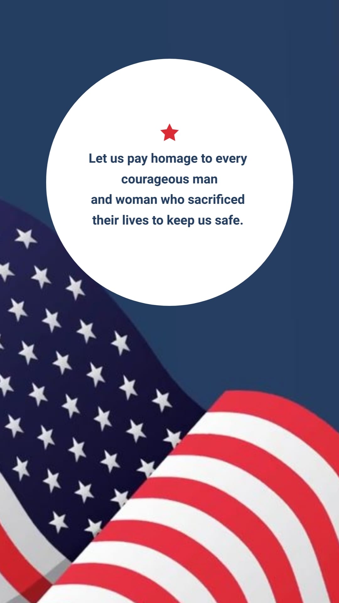 Blue Memorial Day Greeting Card Vertical Template
