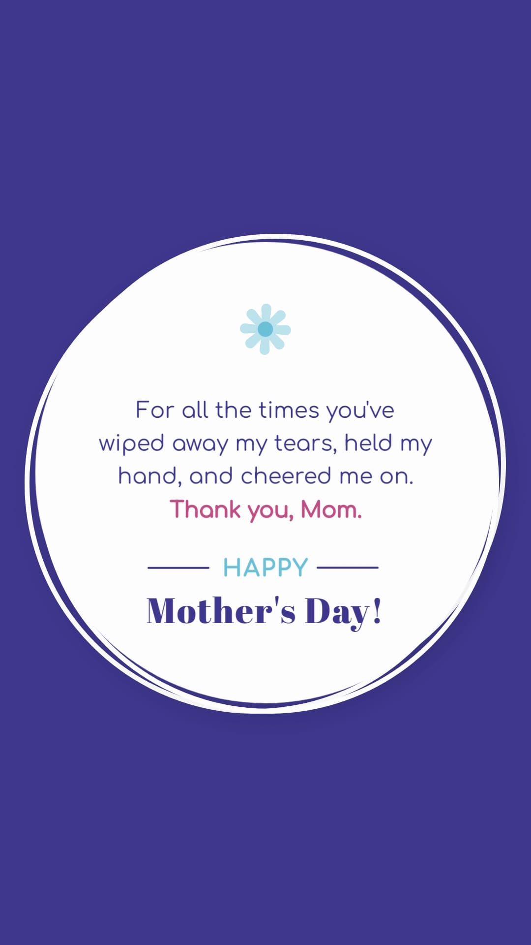 Blue Mothers Day Greeting Card Vertical Template