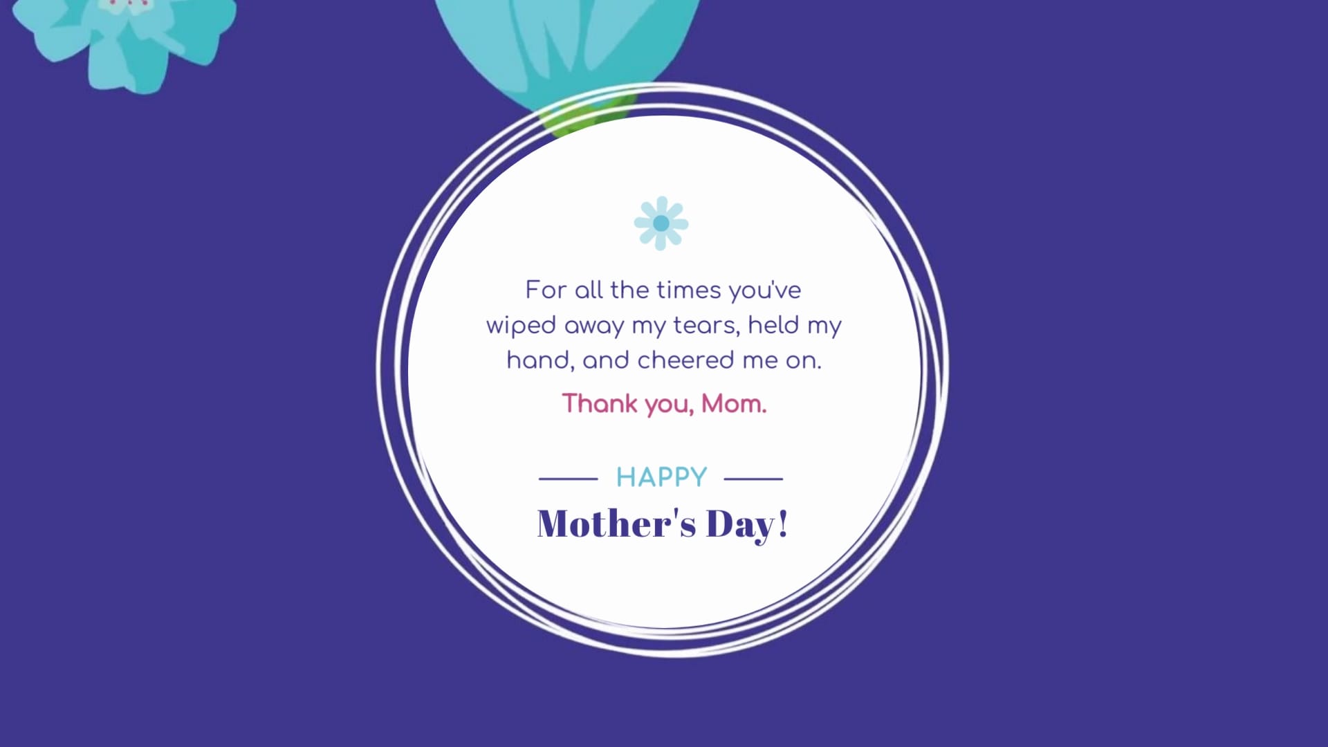 Blue Mothers Day Greeting Card Template