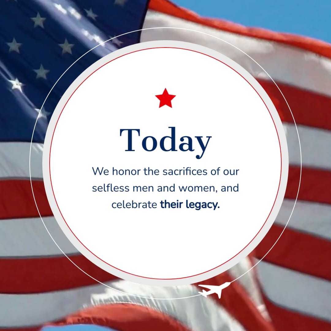 Blue and Red Memorial Day Greeting Card Square Template