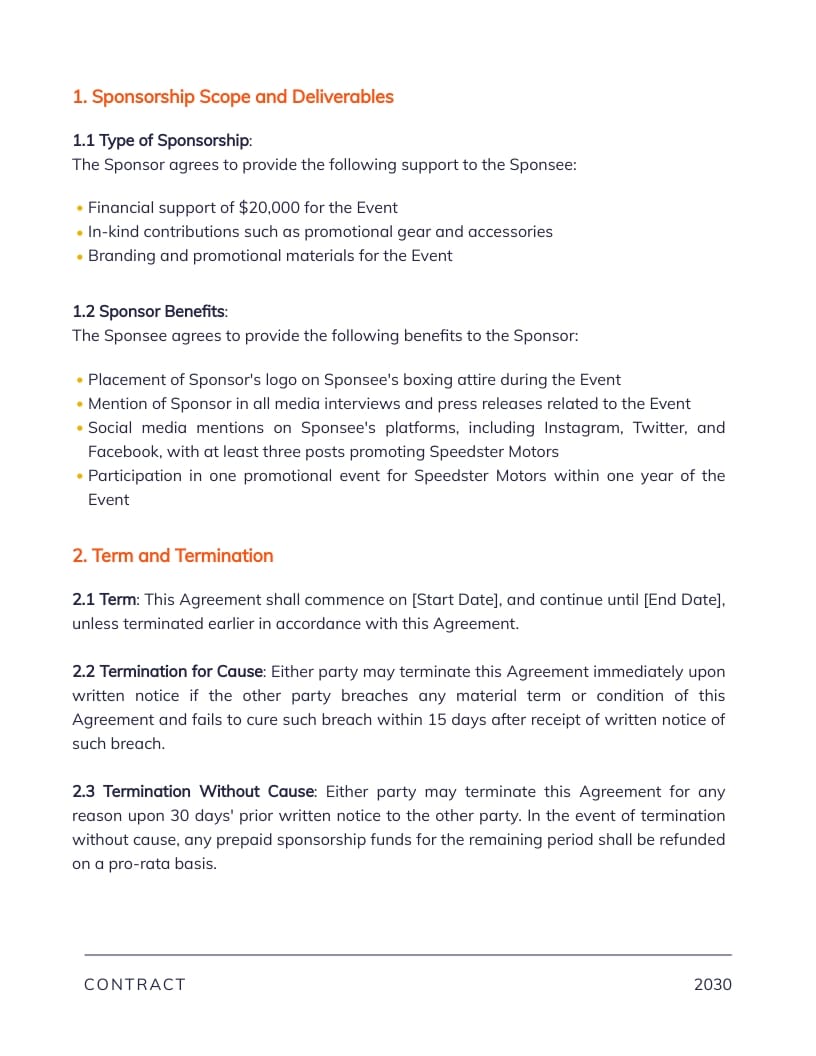 Boxing Sponsorship Contract Template - Slide 2 Boxing Sponsorship Contract Template - Slide 2
