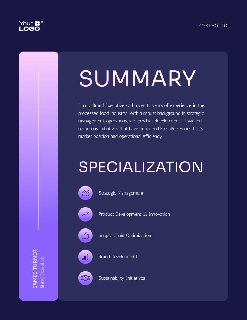 Brand Executive Portfolio Template - Slide 2 Brand Executive Portfolio Template - Slide 2