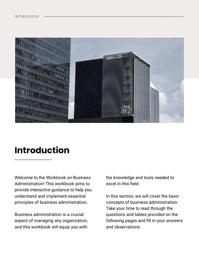 Business Administration Workbook Template - Slide 3 Business Administration Workbook Template - Slide 3