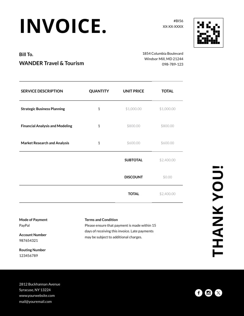 Business Consultancy Invoice Template