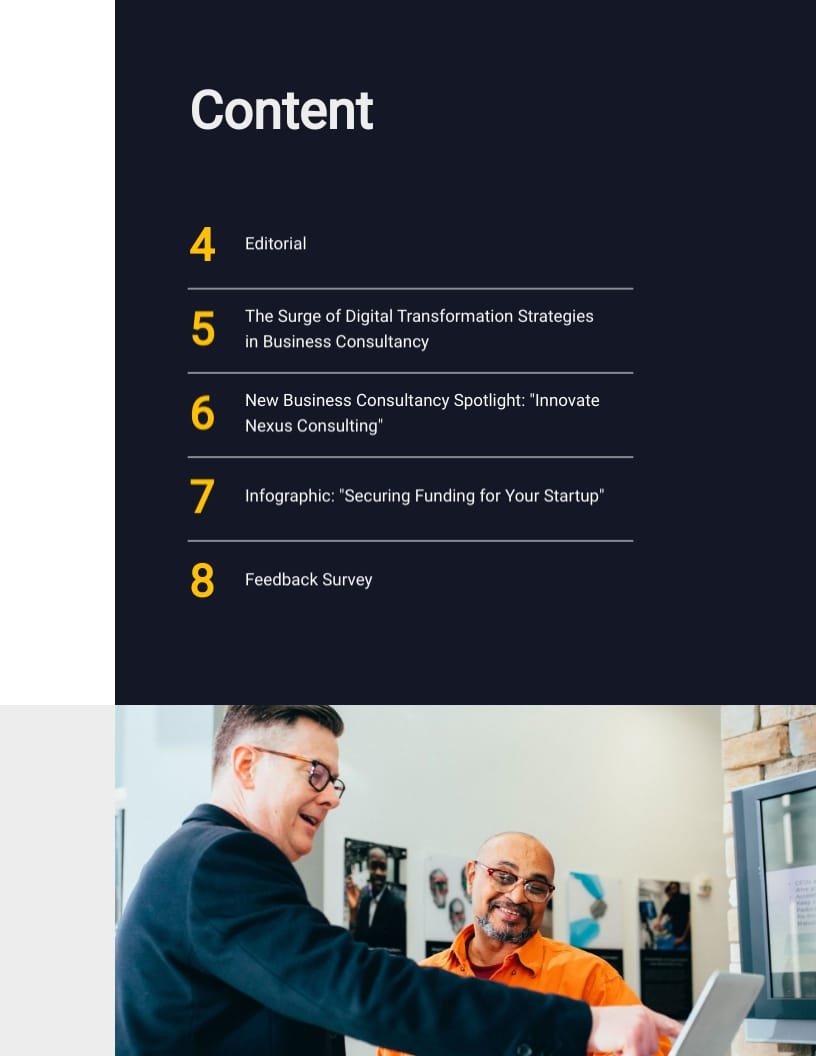 Business Consultancy Magazine Template - Slide 3 Business Consultancy Magazine Template - Slide 3