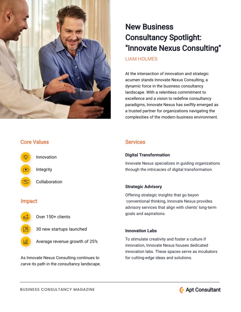 Business Consultancy Magazine Template - Slide 6 Business Consultancy Magazine Template - Slide 6