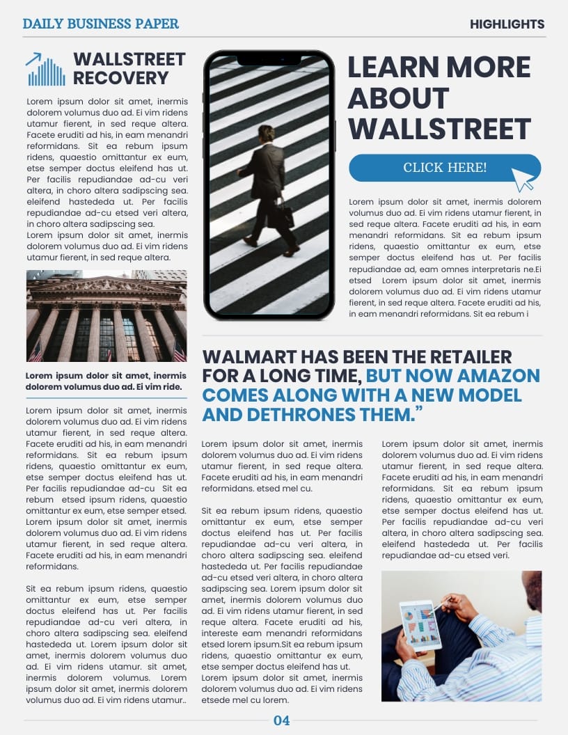 Business Newspaper Template - Slide 4 Business Newspaper Template - Slide 4