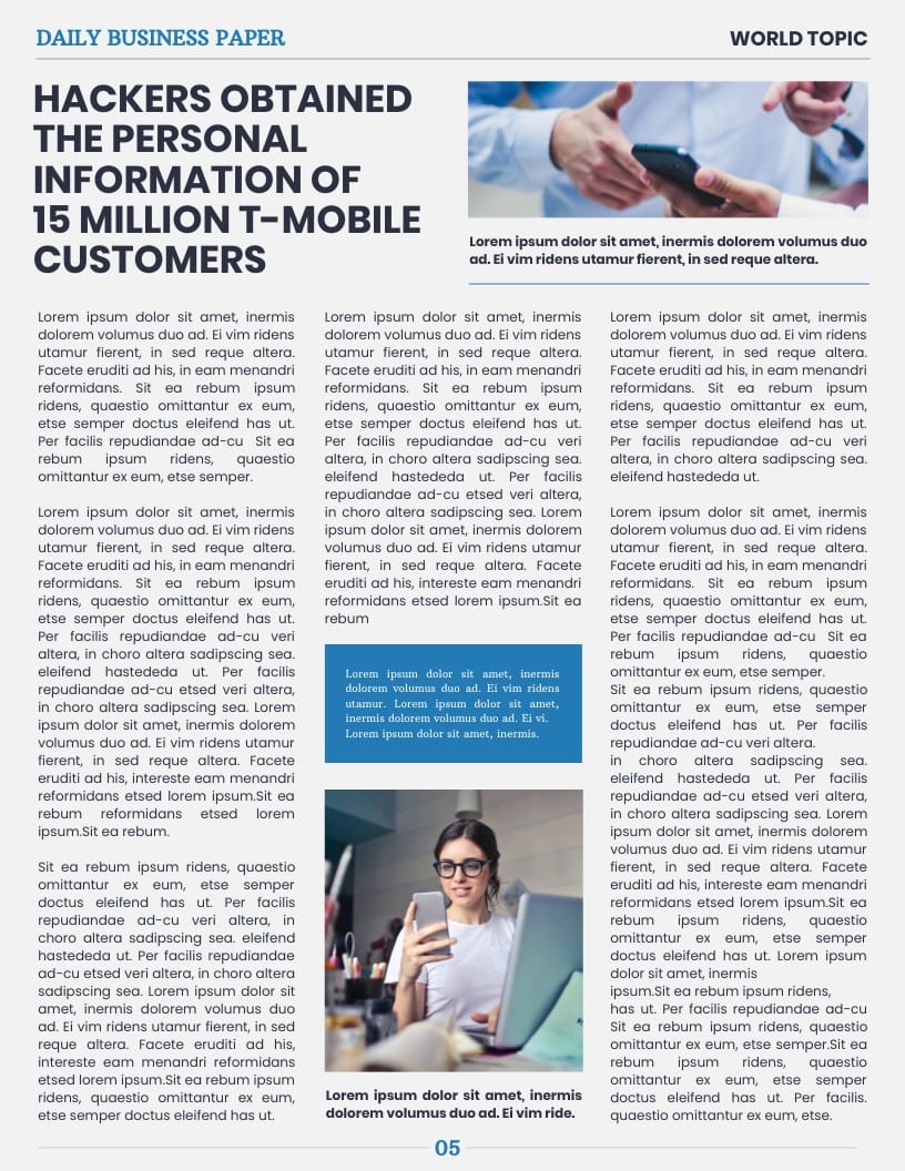 Business Newspaper Template - Slide 5 Business Newspaper Template - Slide 5