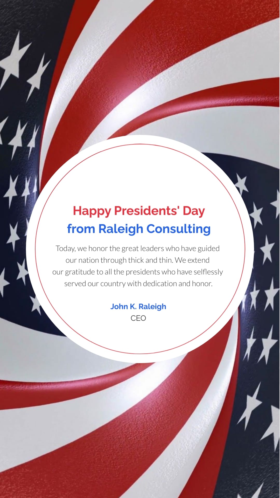 Business Presidents Day Greeting Card Vertical Template