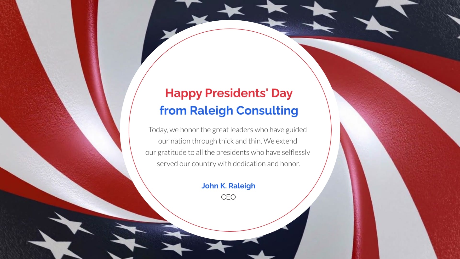 Business Presidents Day Greeting Card Template
