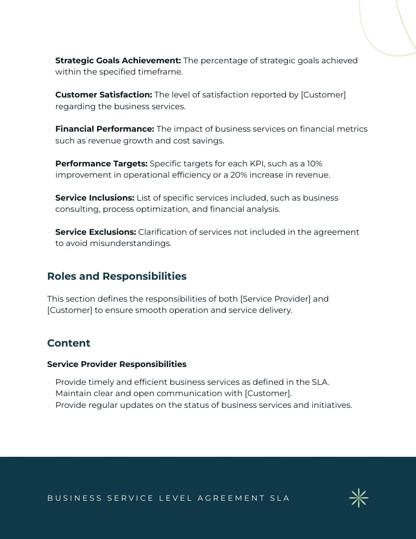 Business Service Level Agreement SLA Template - Slide 3 Business Service Level Agreement SLA Template - Slide 3