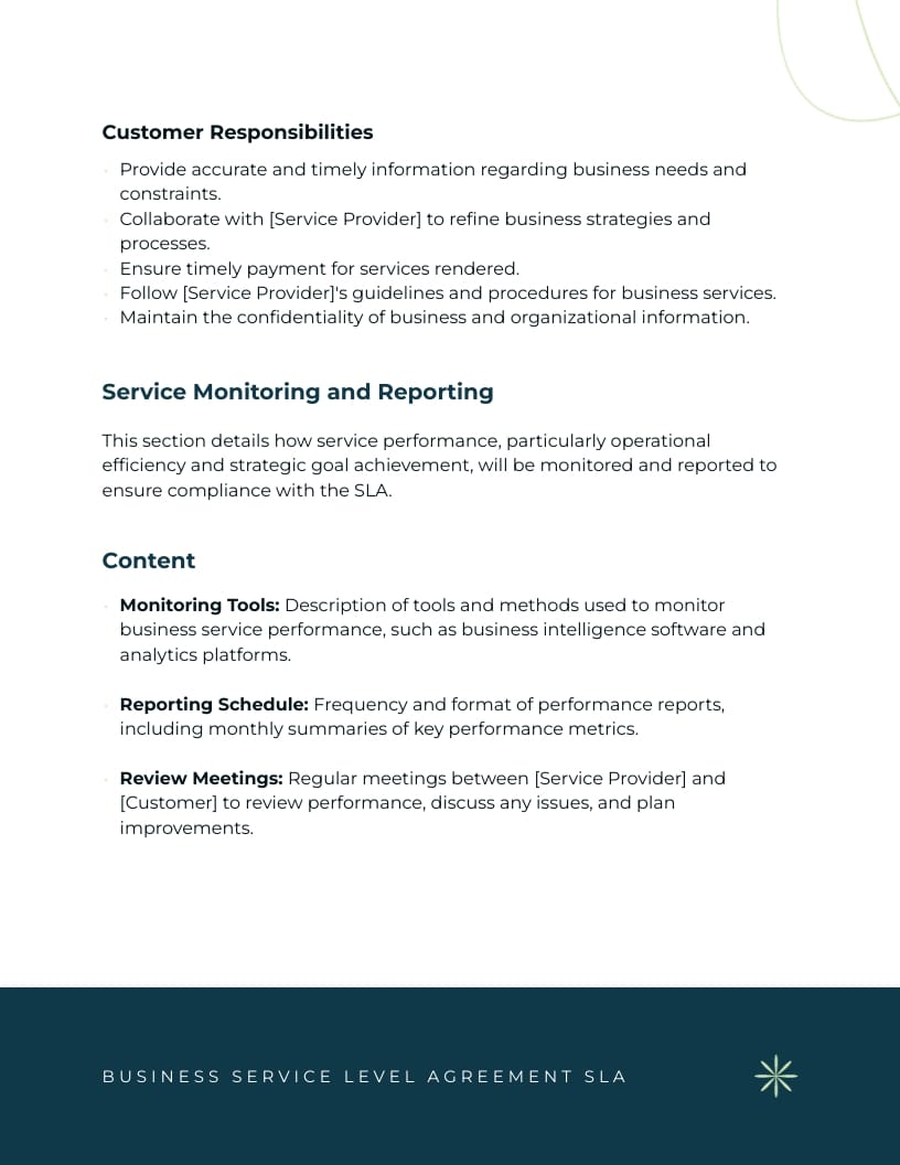 Business Service Level Agreement SLA Template - Slide 4 Business Service Level Agreement SLA Template - Slide 4