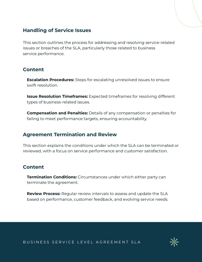 Business Service Level Agreement SLA Template - Slide 5 Business Service Level Agreement SLA Template - Slide 5