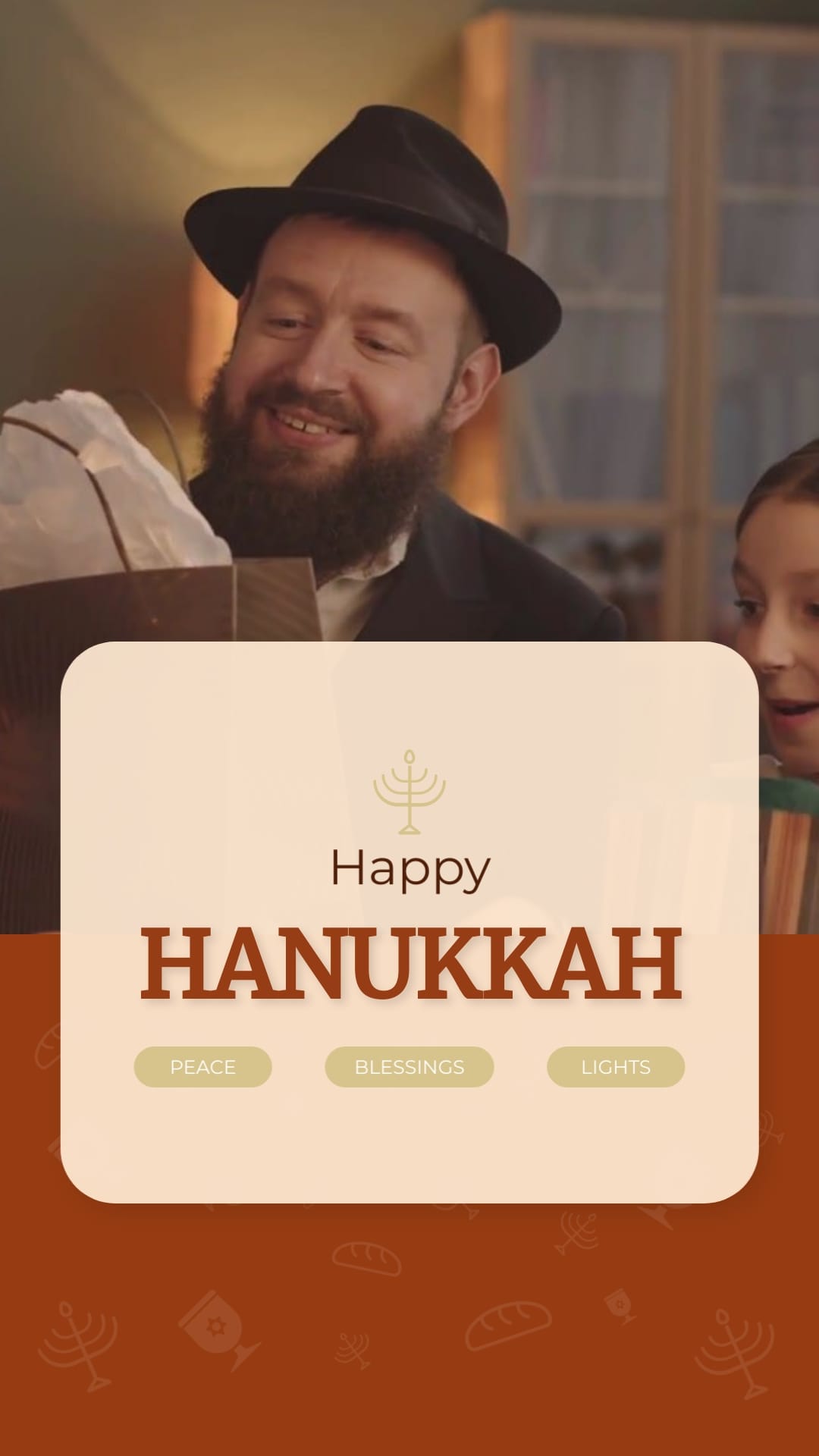 Business Simple Hanukkah Greeting Card Vertical Template