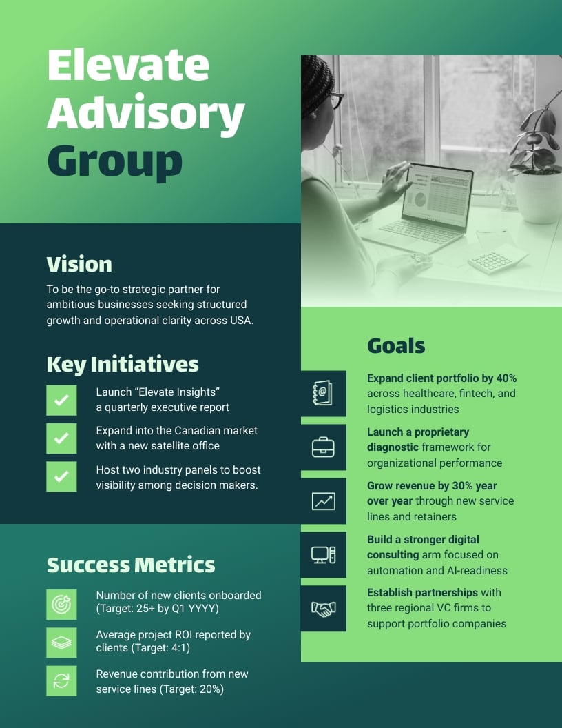 Business Strategy One Pager Template