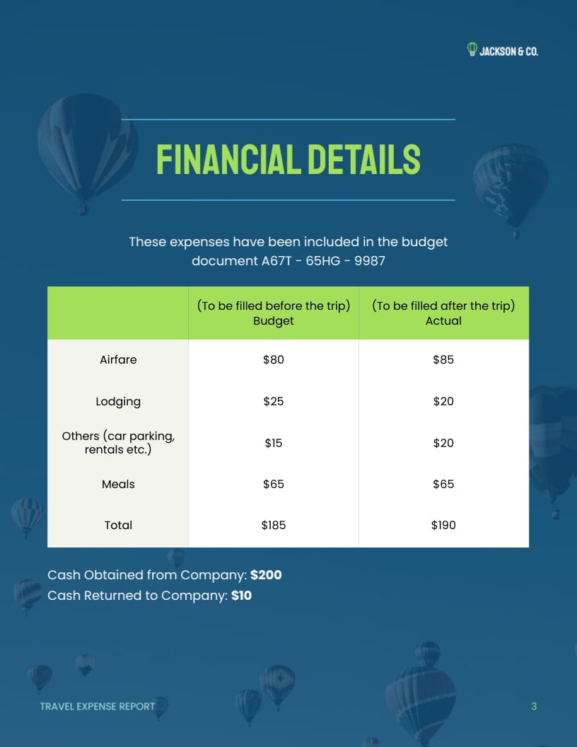 Business Travel Expense Report