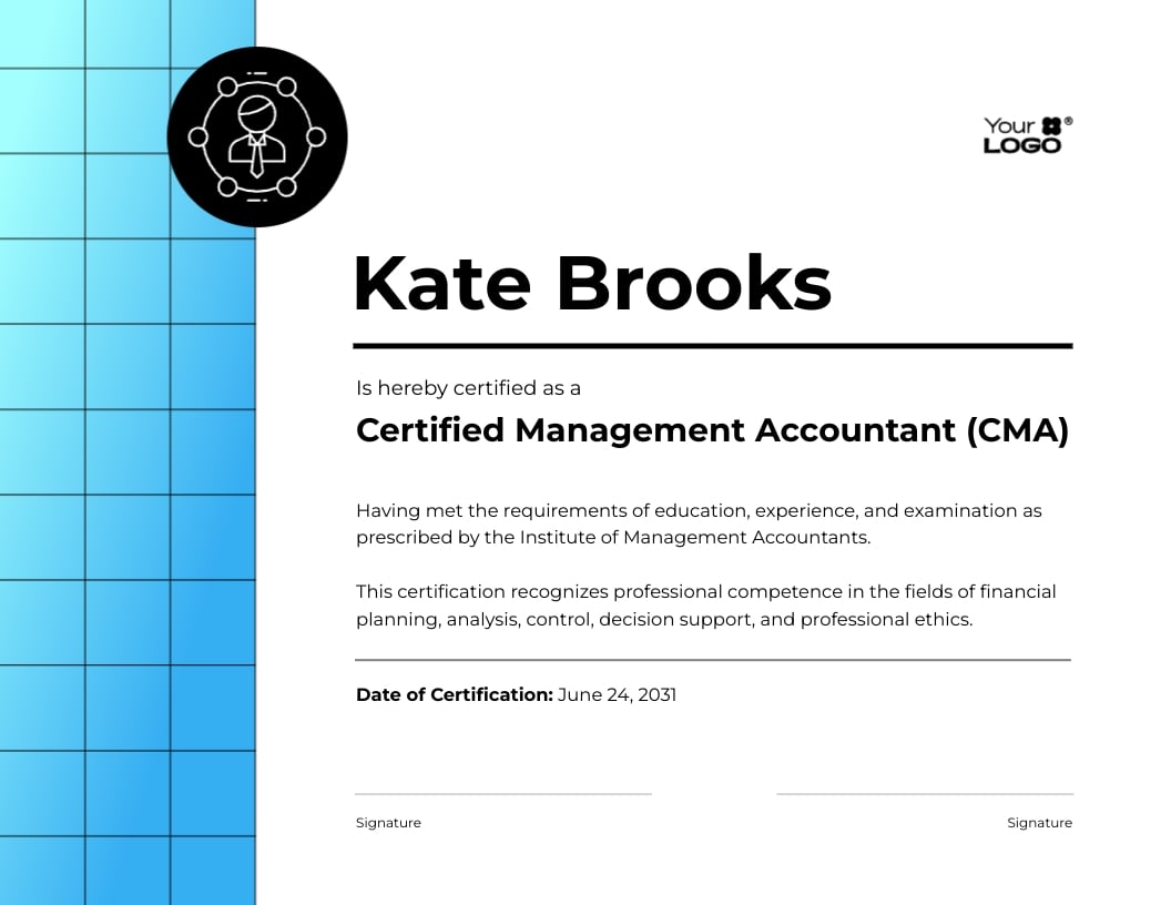 CMA Recognition Certificate Template