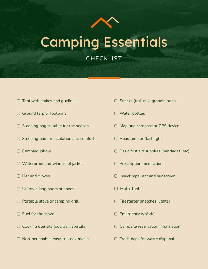Camping Checklist Template