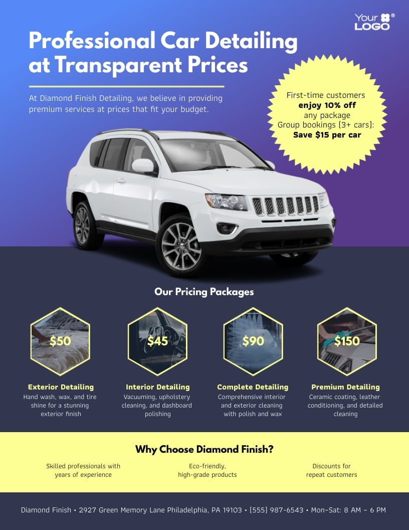 Car Detailing Price Flyer Template