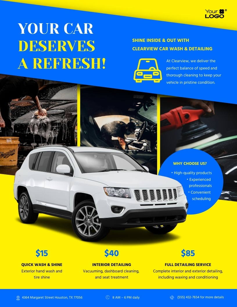 Car Wash Detailing Flyer Template