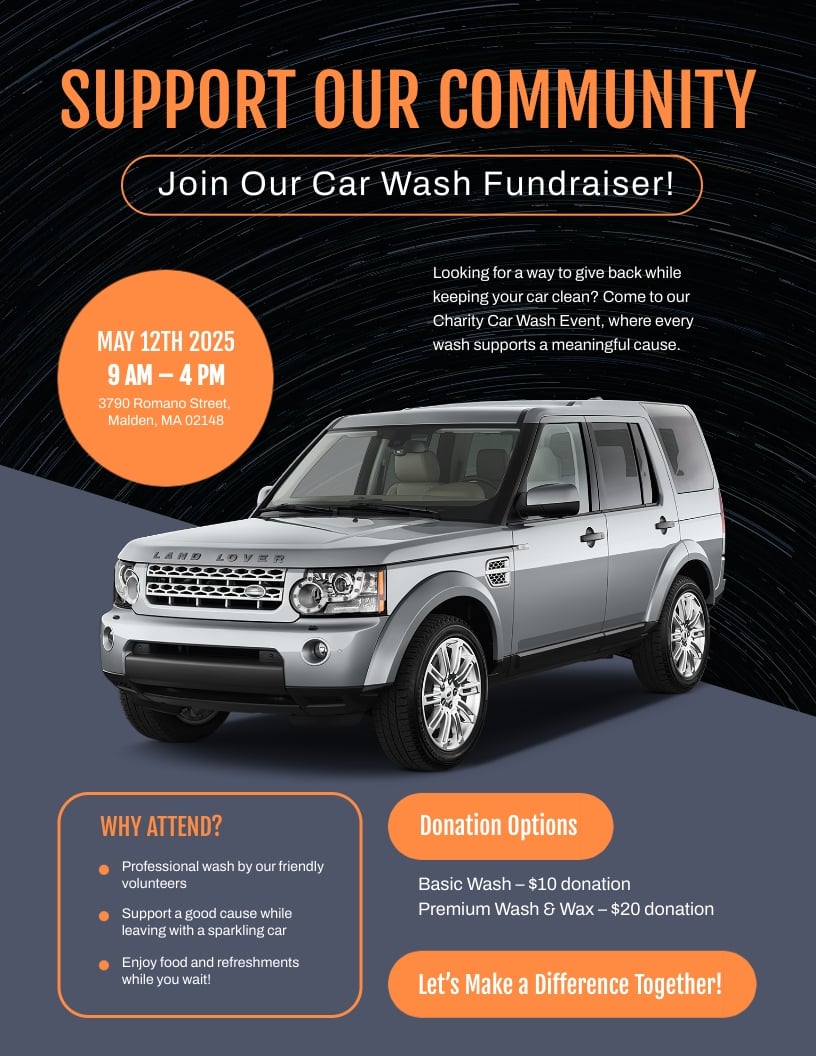 Car Wash Donation Flyer Template