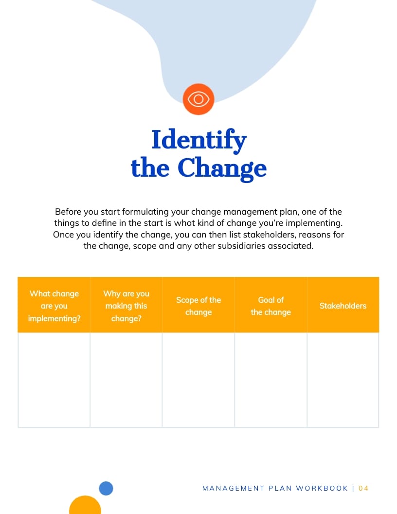 Change Management Plan Workbook Template - Slide 4 Change Management Plan Workbook Template - Slide 4