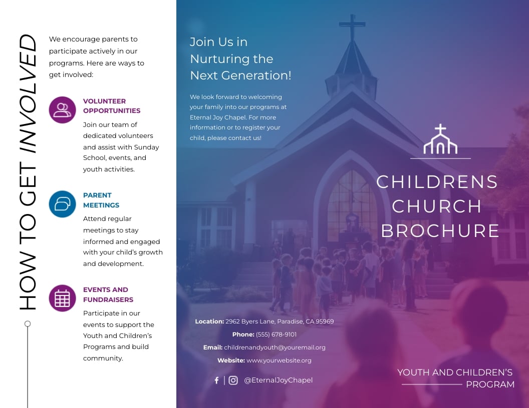 Childrens Church Brochure Template