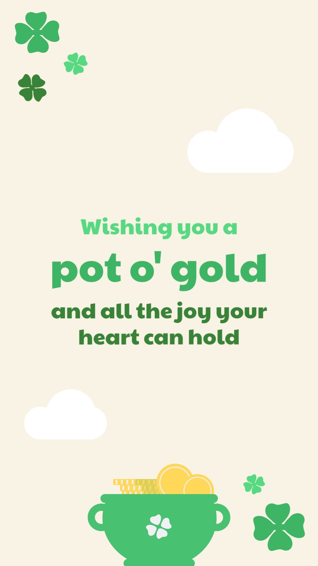 Childrens St Patricks Day Greeting Card Vertical Template