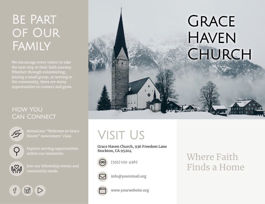Church Visitors Brochure Template
