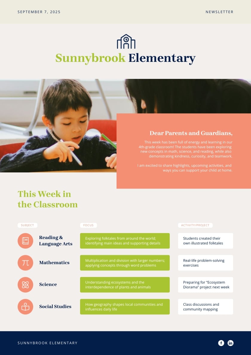 Classroom Newsletter Design Template