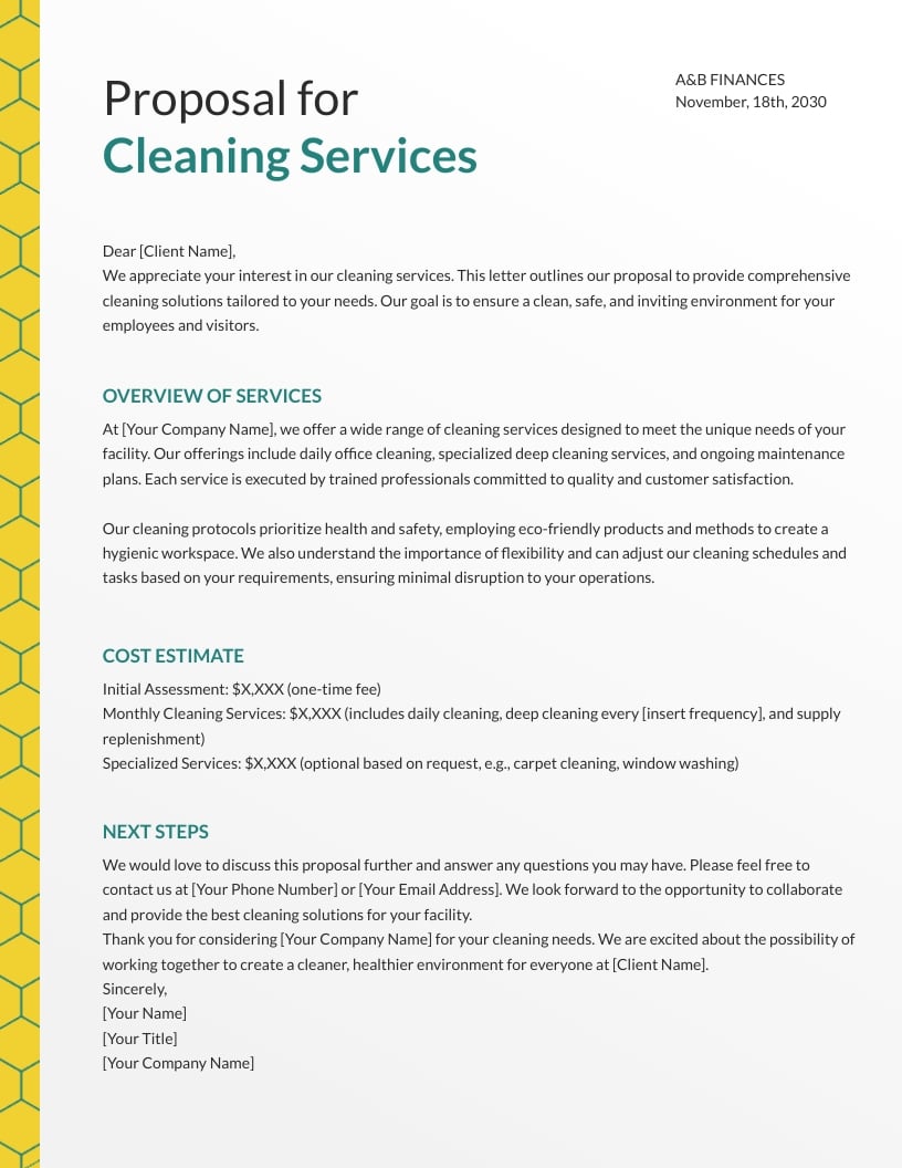 Cleaning Proposal Letter Template