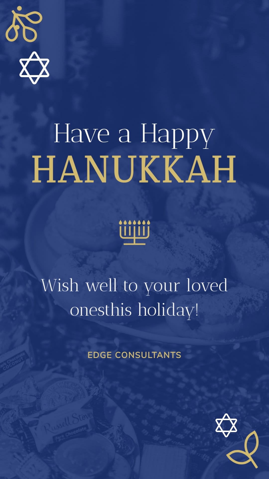 Client Hanukkah Greeting Card Vertical Template