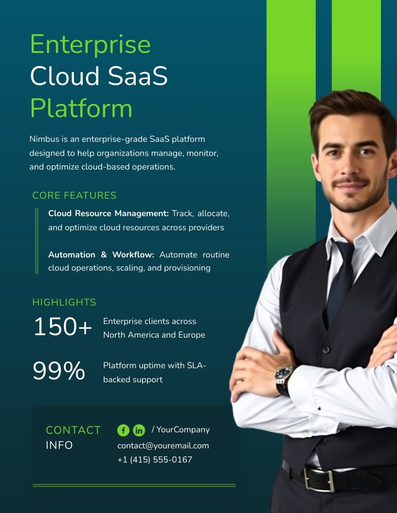 Cloud SaaS Product One Pager Template