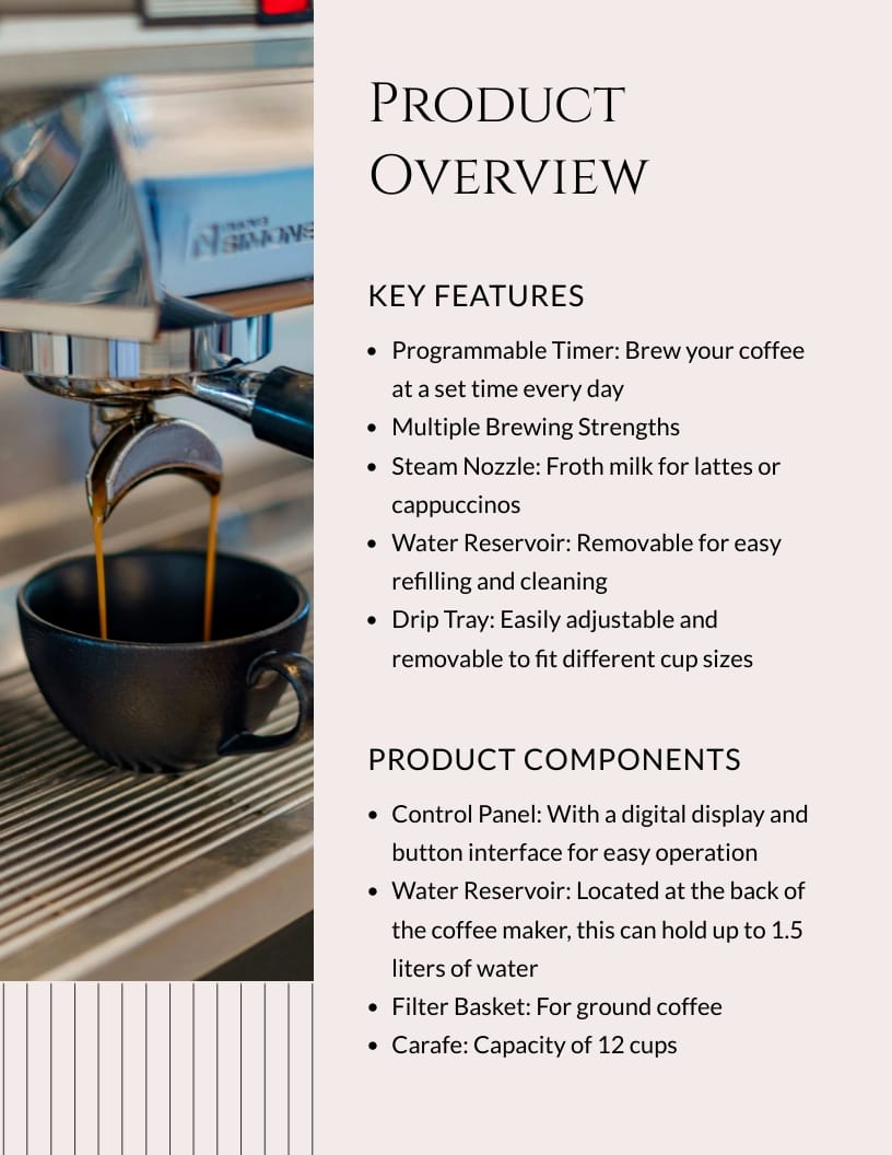 Coffee Machine Instruction Manual Template - Slide 5 Coffee Machine Instruction Manual Template - Slide 5