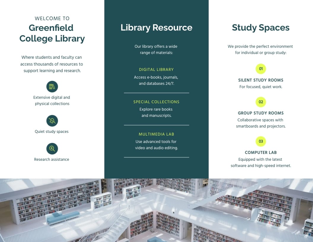 College Library Services Brochure Template - Slide 2 College Library Services Brochure Template - Slide 2