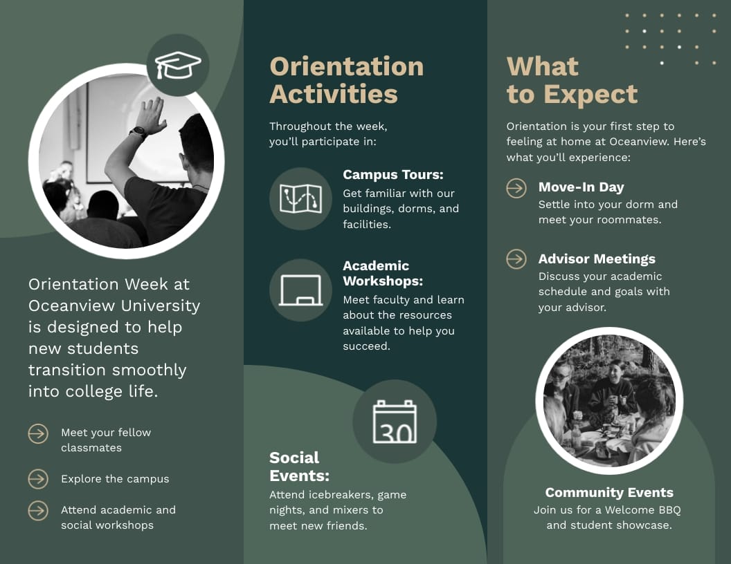 College Orientation Brochure Template - Slide 2 College Orientation Brochure Template - Slide 2