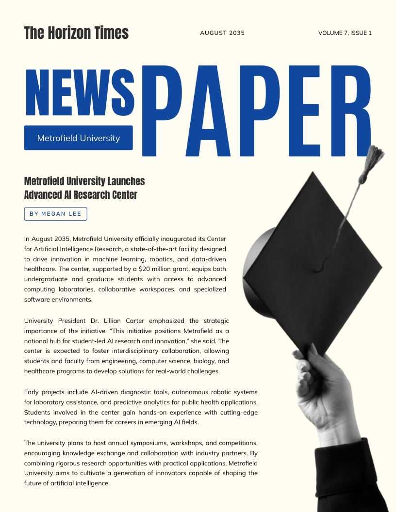 College Student Newspaper Template College Student Newspaper Template
