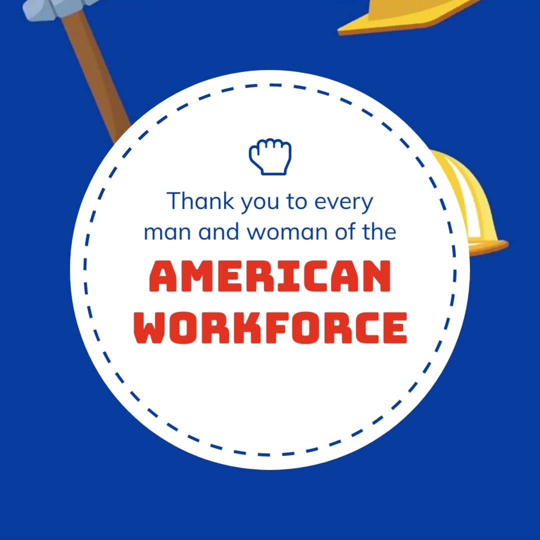 Colorful Labor Day Greeting Card Square Template