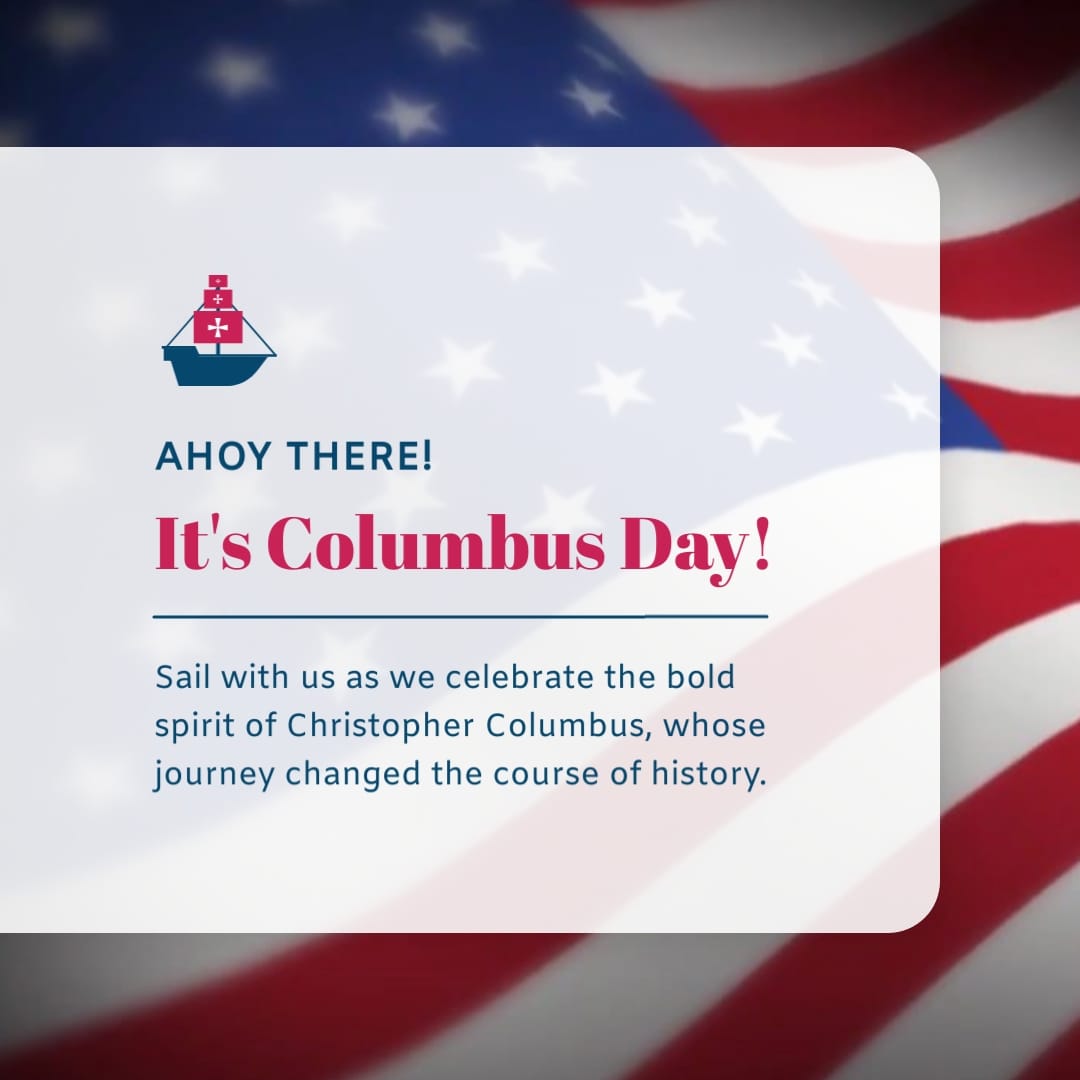 Colorful Minimalist Columbus Day Greeting Card Square Template