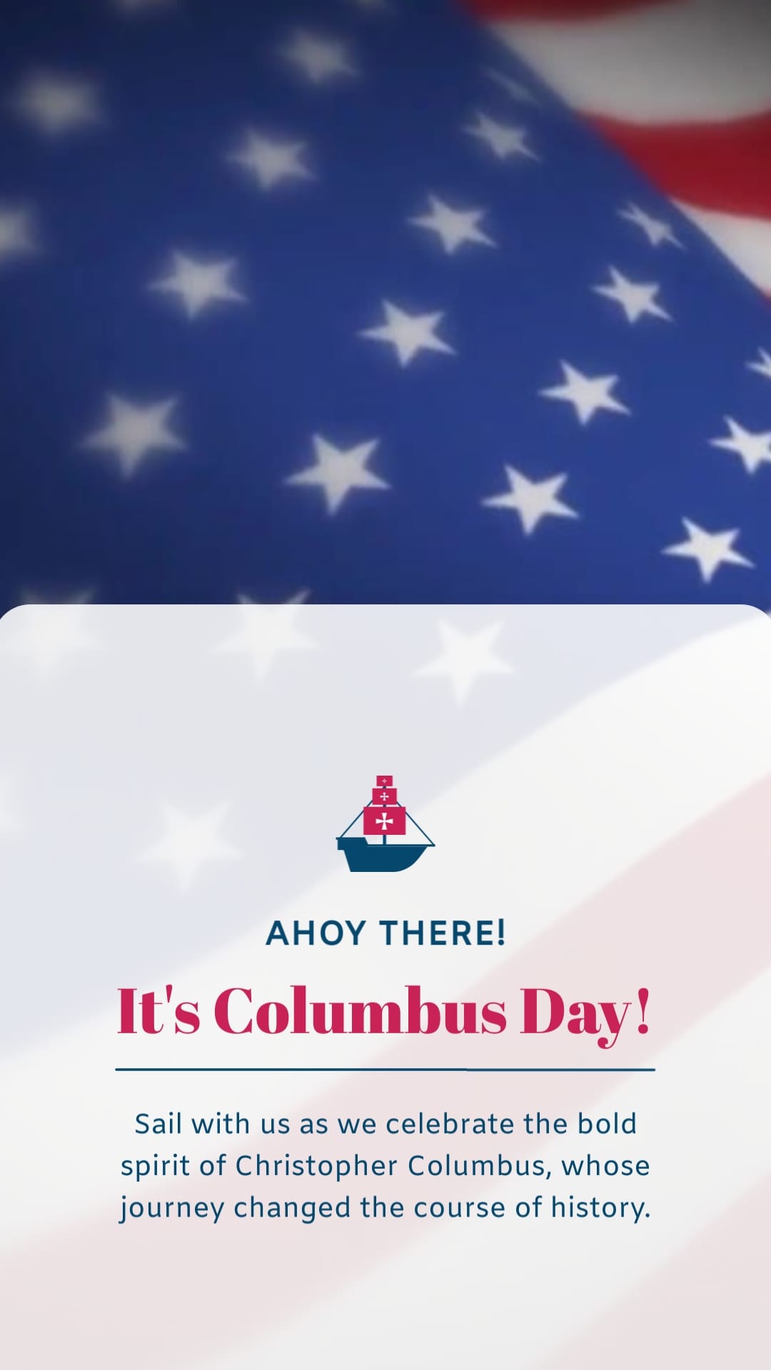 Colorful Minimalist Columbus Day Greeting Card Vertical Template