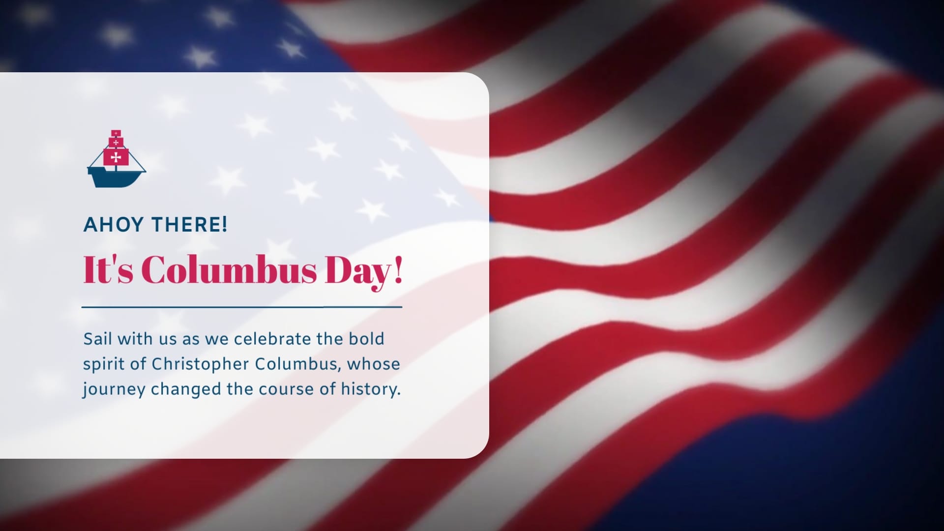 Colorful Minimalist Columbus Day Greeting Card Template