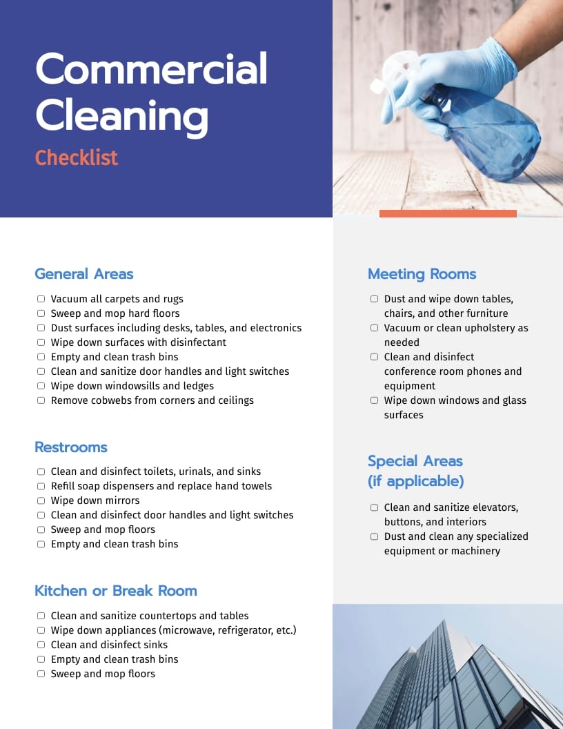 Commercial Cleaning Checklist Template
