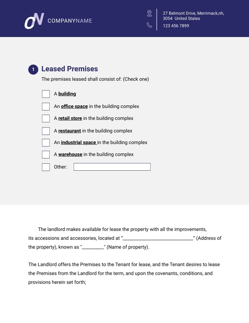 Commercial Lease Agreement Template - Slide 2 Commercial Lease Agreement Template - Slide 2