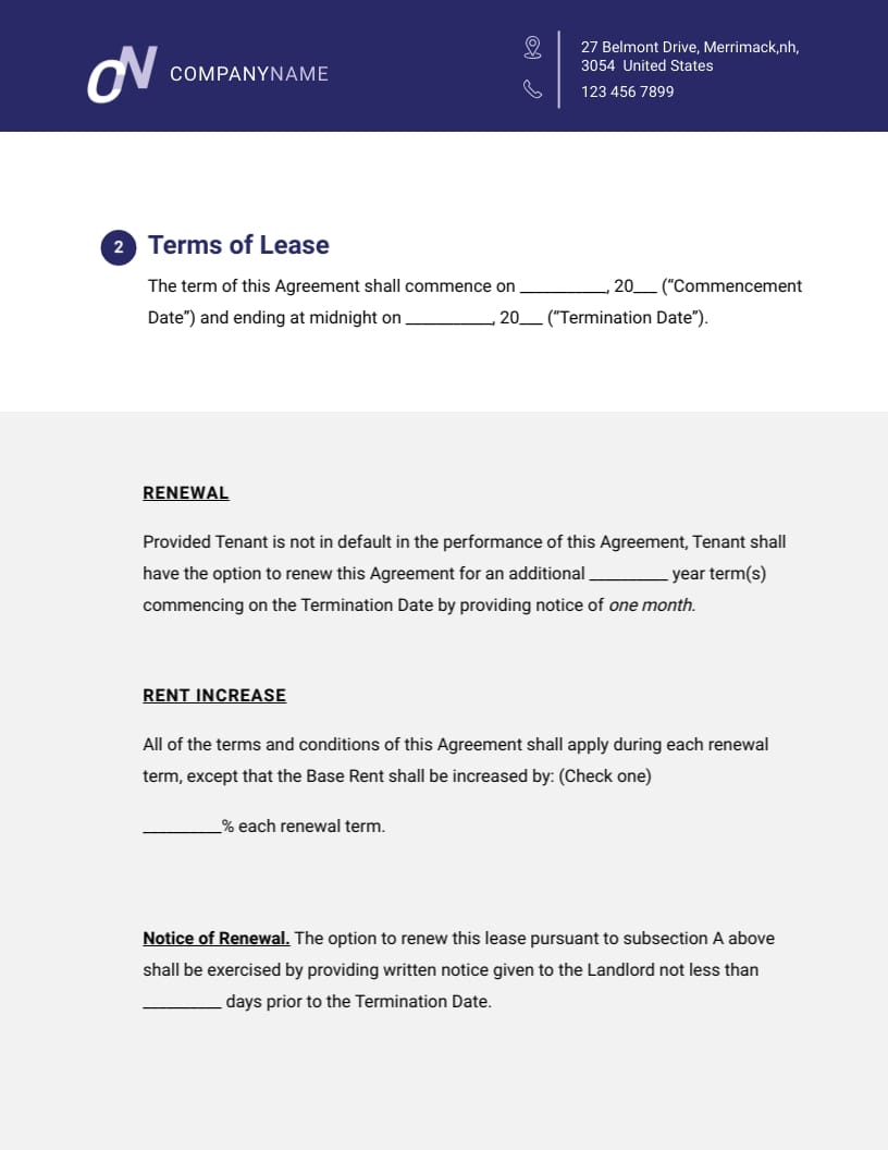 Commercial Lease Agreement Template - Slide 3 Commercial Lease Agreement Template - Slide 3
