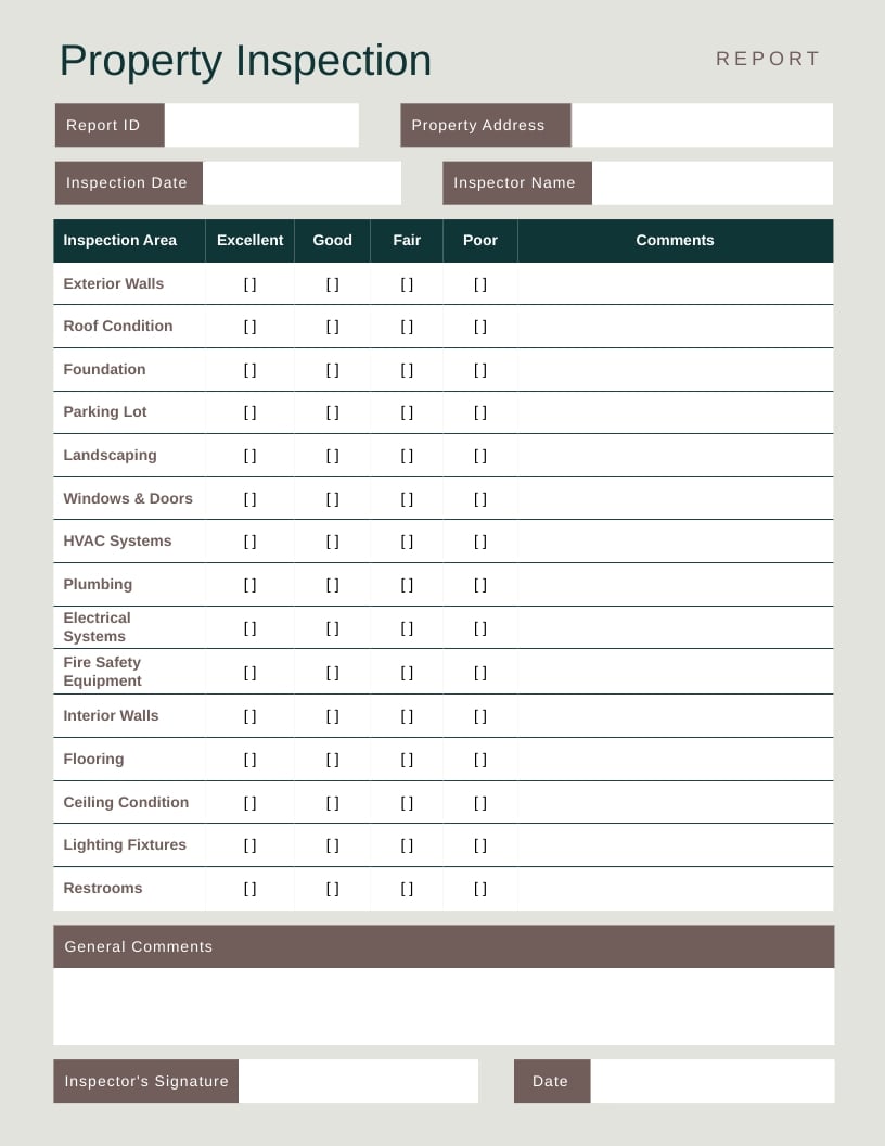 Commercial Property Inspection Report Template
