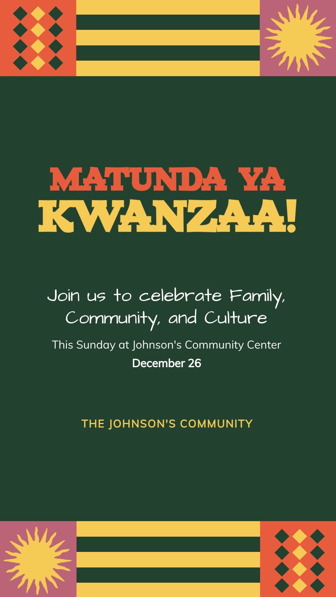 Community Kwanzaa Greeting Card Vertical Template