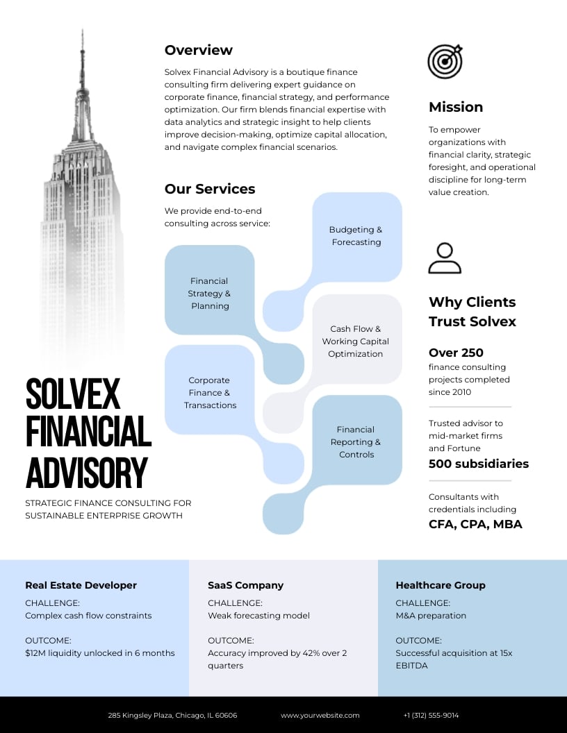 Company Consulting One Pager Template