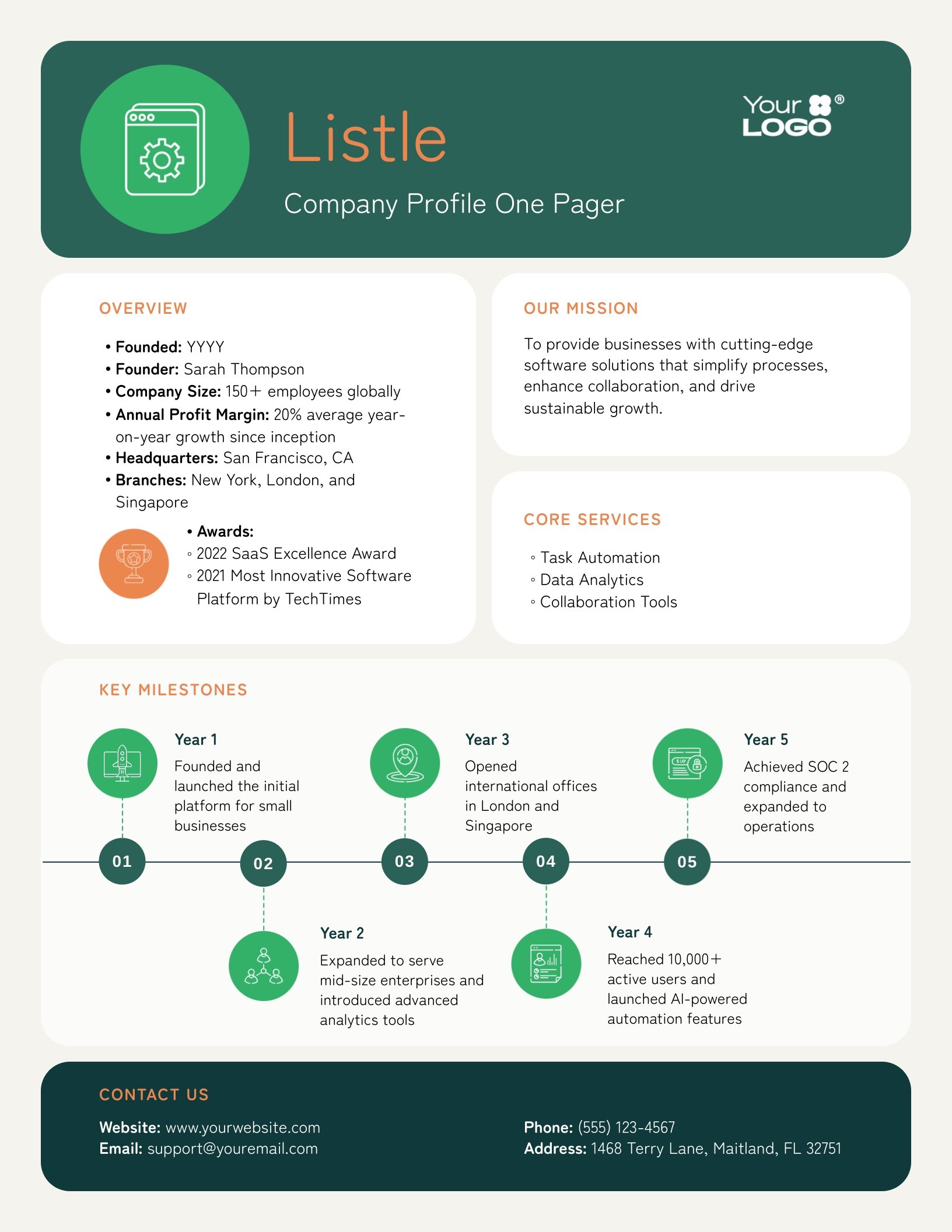 Company Profile One Pager Template