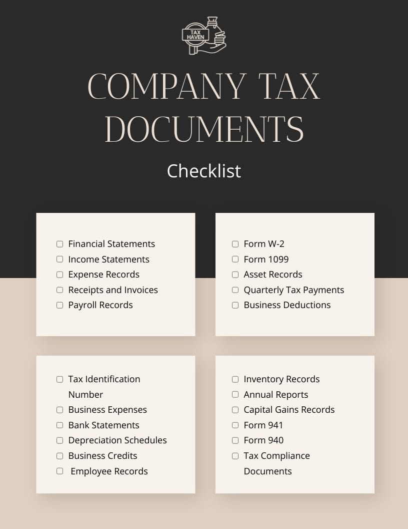 Company Tax Documents Checklist Template Company Tax Documents Checklist Template